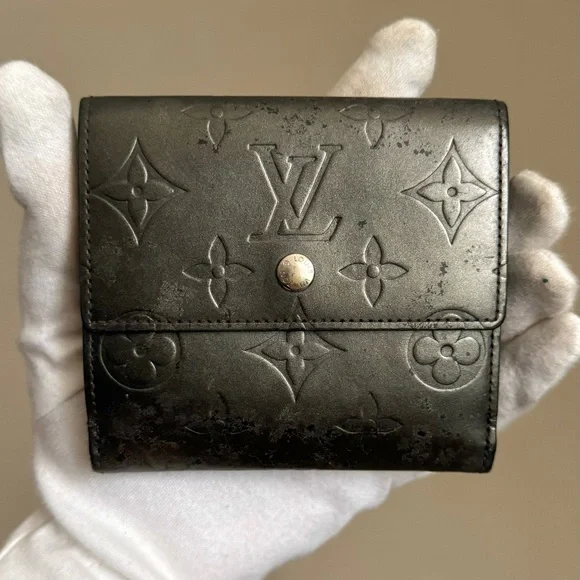 Louis Vuitton Matte Dark Gray Monogram Compact Wallet - Picture 1 of 15